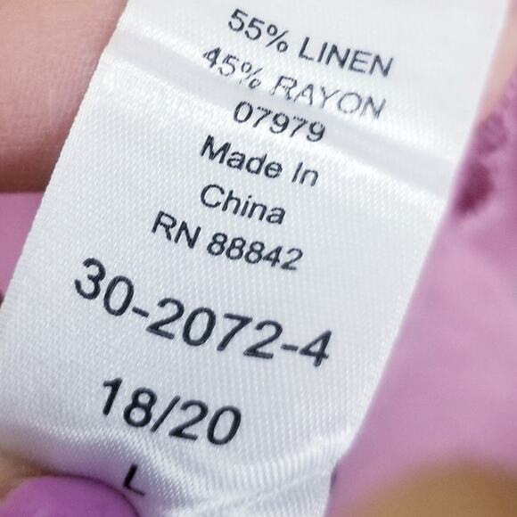 ellos Shirt Dress Linen/Rayon Blend Style 30-2072-4 Pink S/S - Size L - Picture 6 of 6